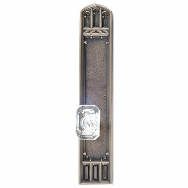 Brass Accents Oxford 18 in. Plate Set with Knobs - Passage 2.38 in. Backset, Antique Brass Finish D04-K584A-AND-609